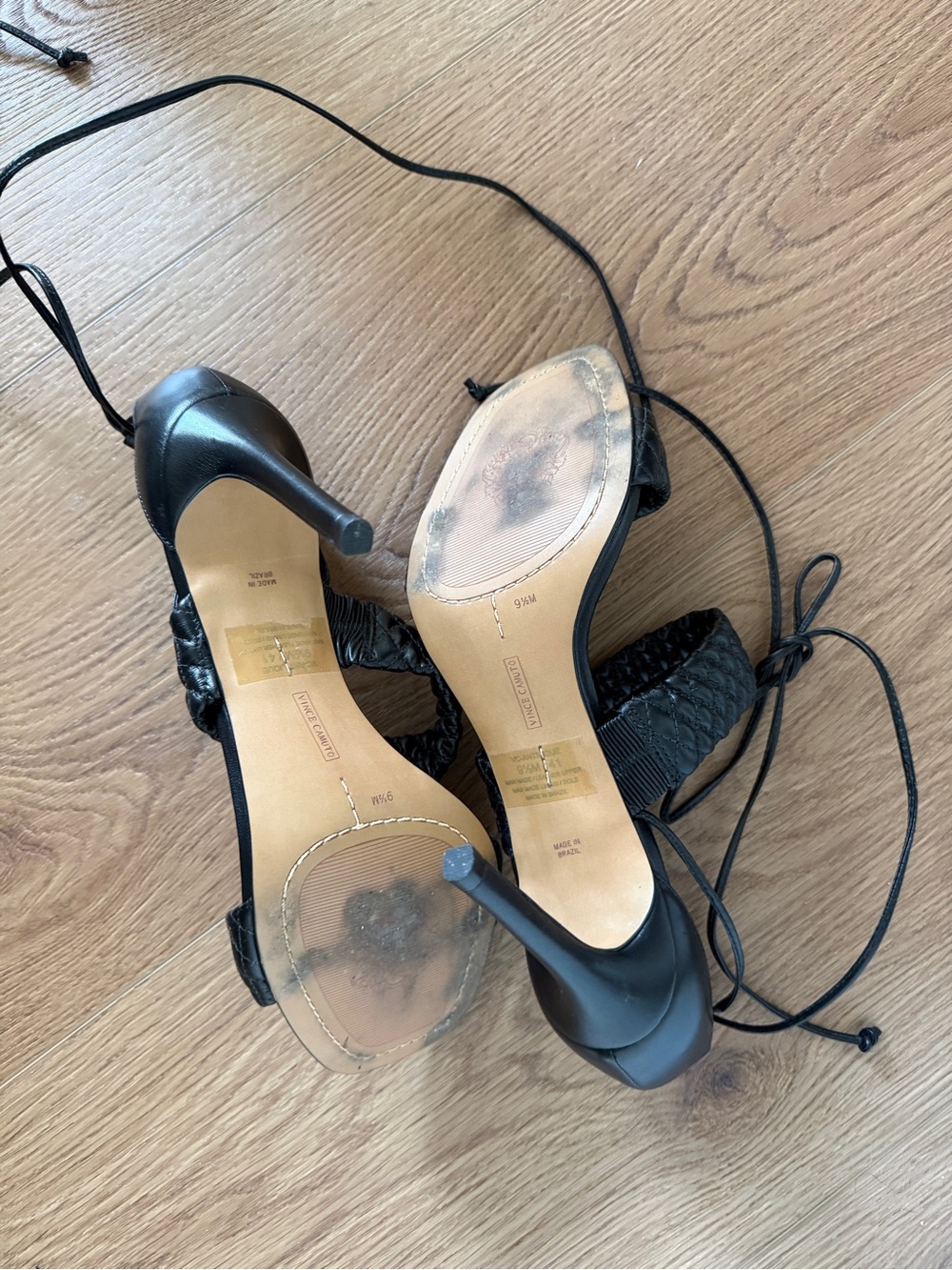 Vince Camuto Black Braided Lace-Up Stiletto Heels - Picture 4 of 5